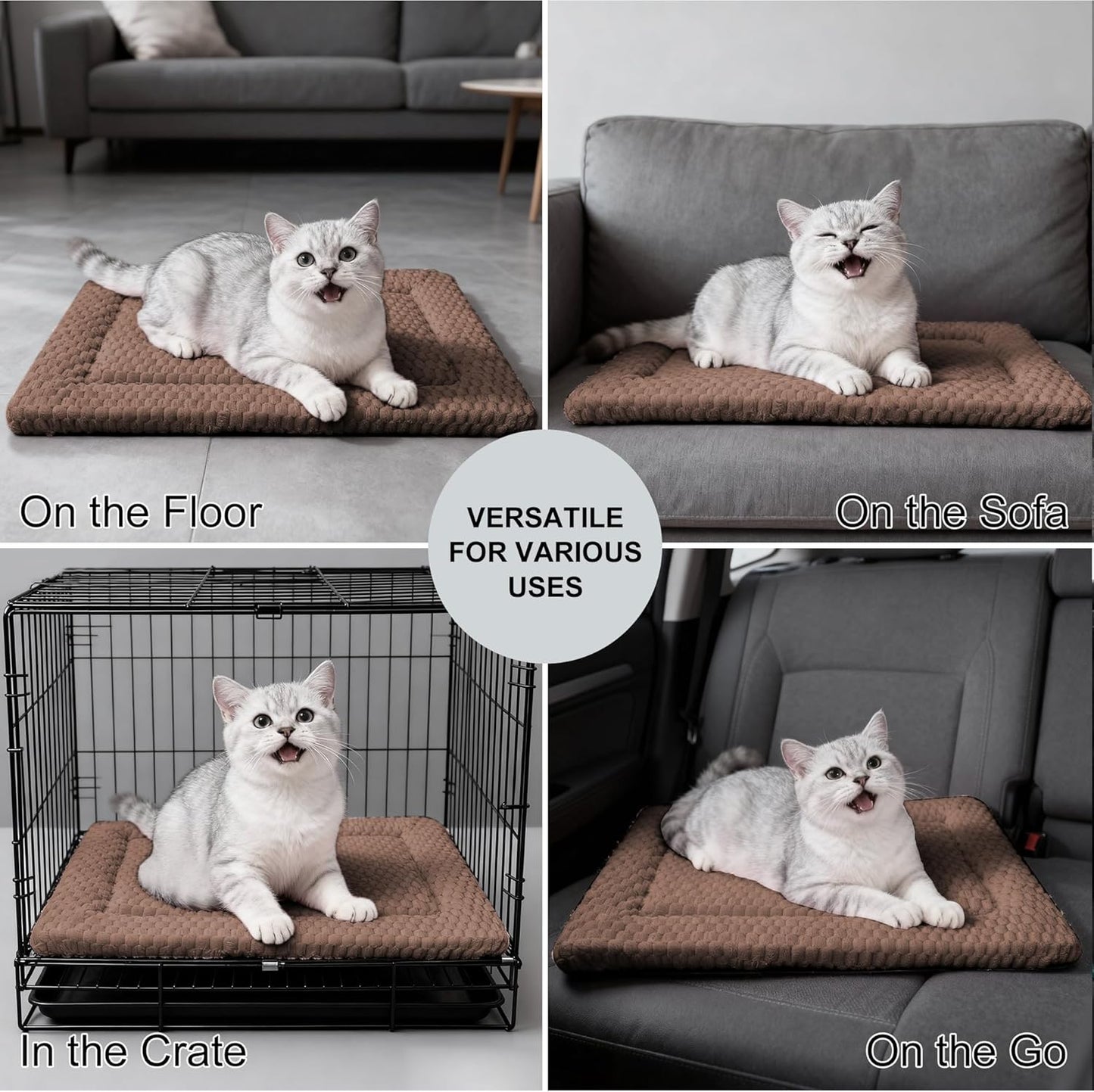 Dog Bed Mat, Reversible Crate Pad & Cute Dog Bed - Machine Washable Kennel Mat with Ultra Soft for Small Dogs (Cool/Warm), 24" x 18", Grey&Star