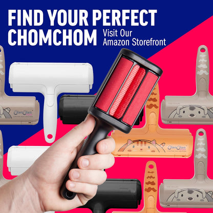 ChomChom Roller Pet Hair Remover – Original Size Reusable Lint Roller for Cat & Dog Hair on Furniture, Couch, Carpet, Car, Rugs & Bedding – Portable, Eco-Friendly (Black)