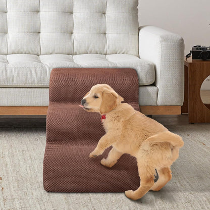 Dog Stairs for Small Dogs - High Density Foam Dog Ramp, Extra Wide Pet Steps with Non-Slip Bottom for High Beds, Couche and Sofa, Best for Pet Injured, Older Dogs Cats (Grey, 4 Steps)