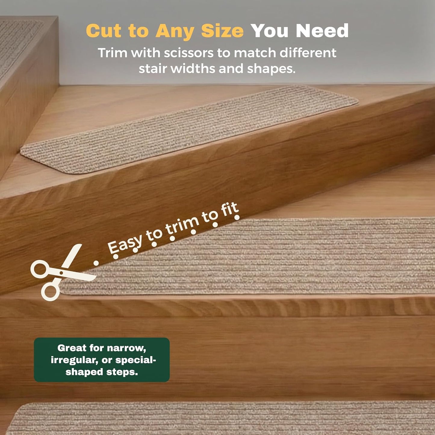 MBIGM 8" X 30" (15 in Pack) Nonslip Carpet Stair Treads Non-Skid Safety Rug Slip Resistant Indoor Runner for Kids Elders & Pets with Reusable Adhesive - Brown - Non Slip Stair Treads Indoor