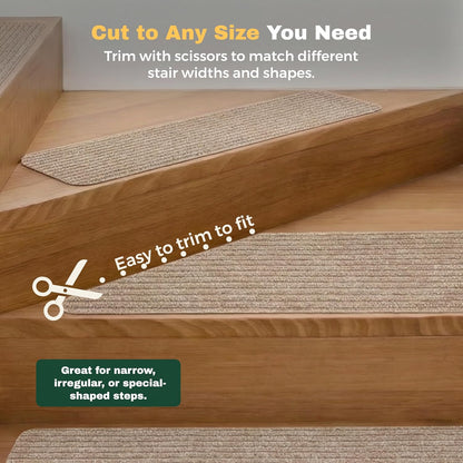 MBIGM 8" X 30" (15 in Pack) Nonslip Carpet Stair Treads Non-Skid Safety Rug Slip Resistant Indoor Runner for Kids Elders & Pets with Reusable Adhesive - Brown - Non Slip Stair Treads Indoor