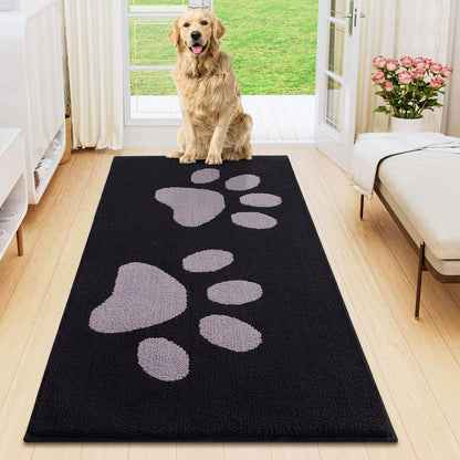 Smiry Dog Door Mat for Muddy Paws, Absorbs Moisture and Dirt, Low-Profile Entryway Mat with Non-Slip Backing, Entry Indoor Outdoor Doormat for Inside Floor (30x20 Inches, Grey, Striped)