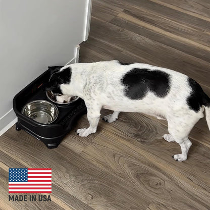 Neater Feeder Express Mess Proof Dog Bowls Elevated for Small Breeds under 15 Lb, Made in USA, No Spill Raised Dog Food Bowl Stand, Stainless Steel Food and Water Bowl Set, Feeding Station, Cappuccino
