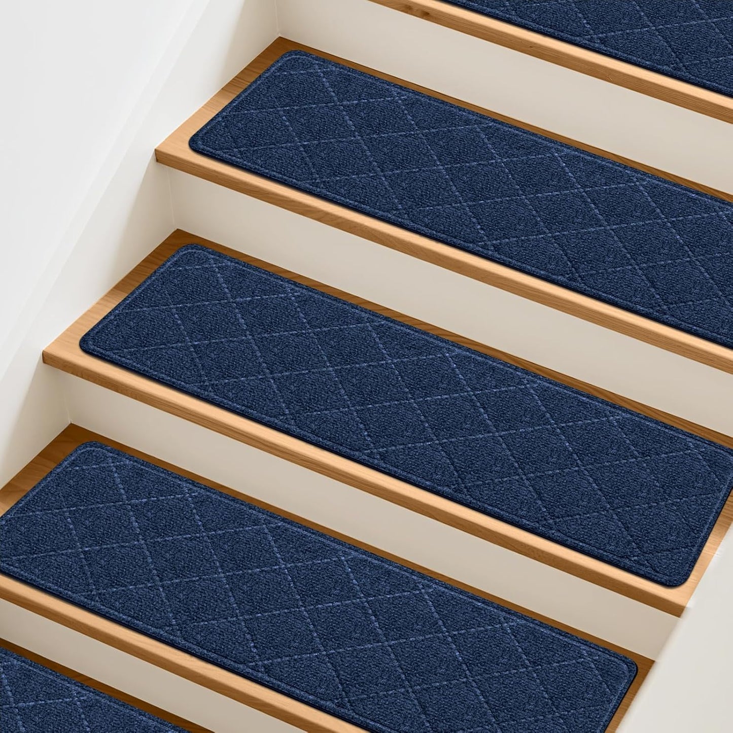Stair Treads Non-Slip for Wooden Steps, 15Pack - 8" x 30" Edging Stair Runner Indoor for Kids Elders & Pets, Washable Carpet Stair Treads with Peel & Stick Reusable TPE Backing, Beige