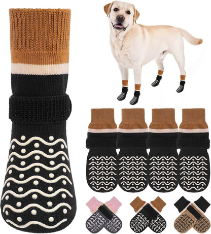 BEAUTYZOO Dog Socks to Prevent Licking Paws -Dog Shoes for Hot Pavement & Hardwood Floors Anti Slip, Traction Control Boots & Paw Protectors with Double Side Grips for Small Medium Large Senior Dogs