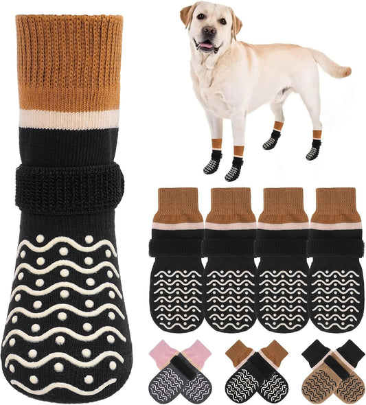 BEAUTYZOO Dog Socks to Prevent Licking Paws -Dog Shoes for Hot Pavement & Hardwood Floors Anti Slip, Traction Control Boots & Paw Protectors with Double Side Grips for Small Medium Large Senior Dogs