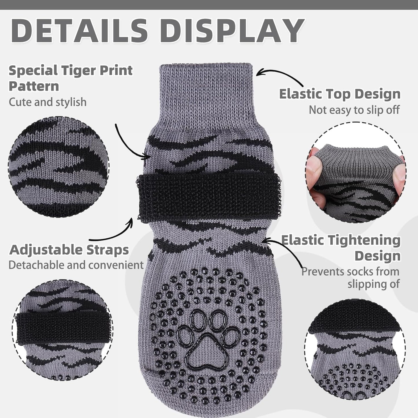 KOOLTAIL Dog Socks Shoes for Hot Pavement to Prevent Licking Paws, Winter Dog Boots&Paw Protector for Hardwood Floors Anti Slip,Traction Control Grip Booties for Small Medium Large Senior Dogs,Black M