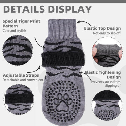 KOOLTAIL Dog Socks Shoes for Hot Pavement to Prevent Licking Paws, Winter Dog Boots&Paw Protector for Hardwood Floors Anti Slip,Traction Control Grip Booties for Small Medium Large Senior Dogs,Black M