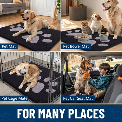 Smiry Dog Door Mat for Muddy Paws, Absorbs Moisture and Dirt, Low-Profile Entryway Mat with Non-Slip Backing, Entry Indoor Outdoor Doormat for Inside Floor (30x20 Inches, Grey, Striped)