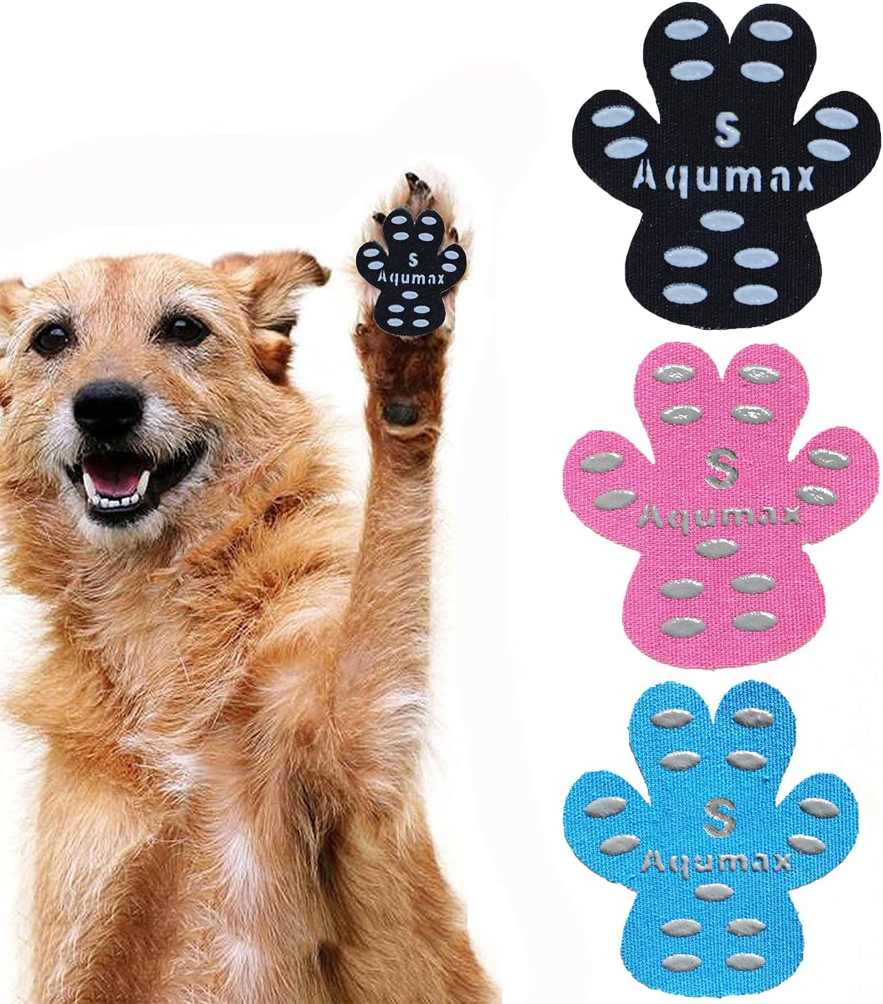 Dog Paw Protector Gripper Traction Pads,Dog Paw Covers,Foot Stickers in Summer Hot/Winter Cold Pavement,Dog Shoes Booties Socks Replacement,12 Sets (48 pcs) XXL Black
