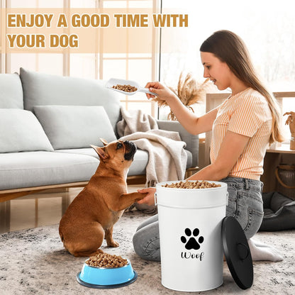 DoubleFill Extra Large 23+10 lbs Metal Dog Food Storage Containers Set of 2 Airtight Dog Treat Snack Jars with Lids and Spoon Farm House Style Big Pet Cookie Jar for Kitchen Counter Gift