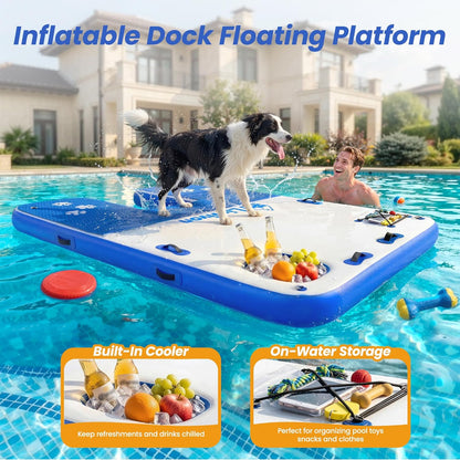 Inflatable Dog Boat Ramp for Dogs Up to 240 lbs, Inflatable Dock Floating Platform with Anti-Slip EVA Foam Safe & Easy Water Access, Dog Ramp for Boat, Pools, Lakes, Boats, Docks, Green