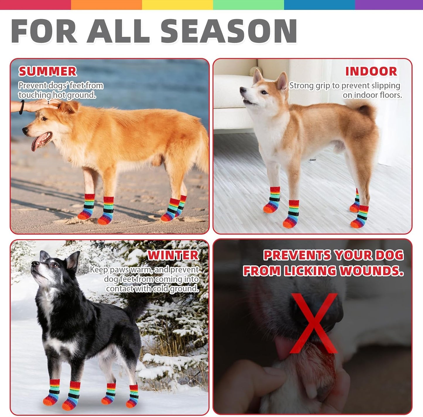 KOOLTAIL Dog Socks Shoes for Hot Pavement to Prevent Licking Paws, Winter Dog Boots&Paw Protector for Hardwood Floors Anti Slip,Traction Control Grip Booties for Small Medium Large Senior Dogs,Black M