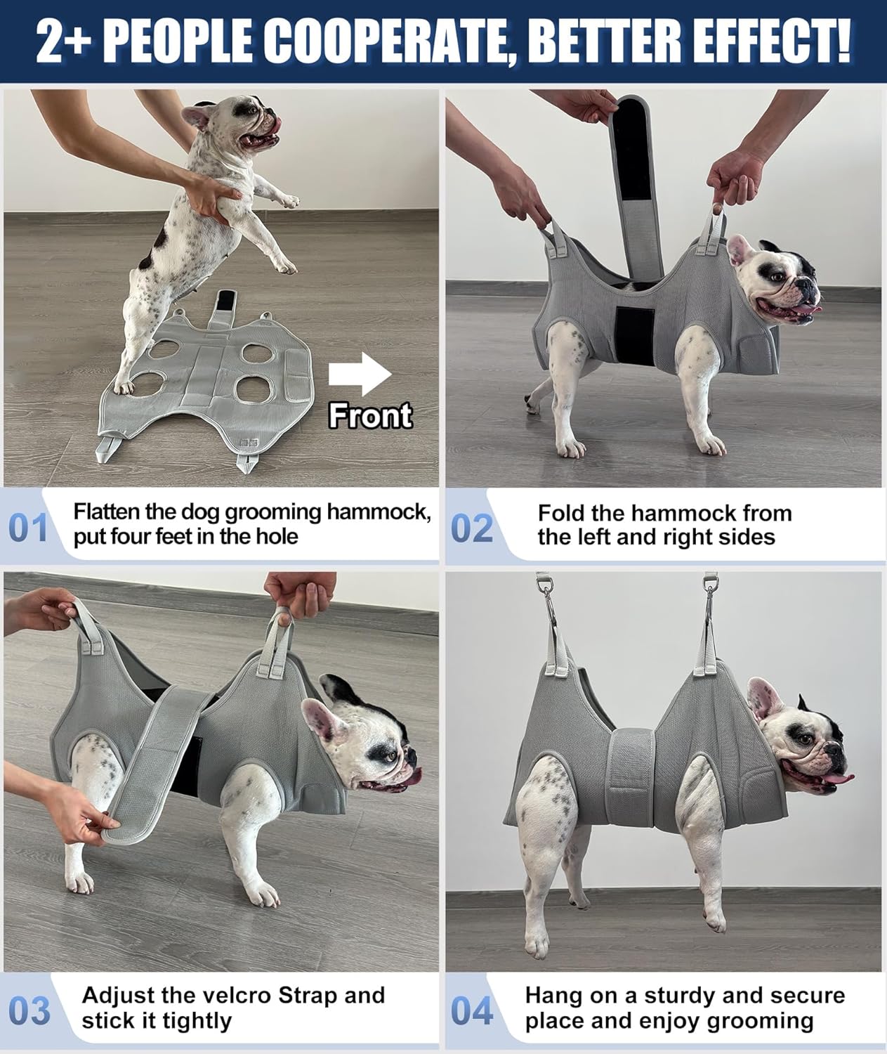 Kkiimatt Dog Grooming Hammock Harness, Small Dog Groming Sling, Gray Dog Hanging Harness for Nail Trimming,Dog Nail Clipping Hanger Restraint Holder