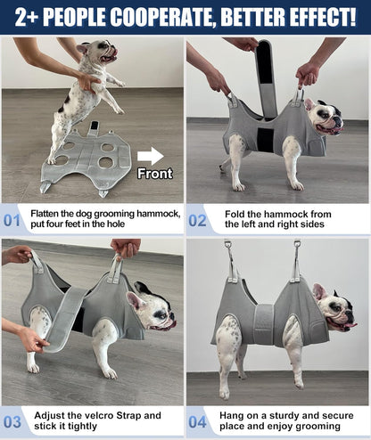 Kkiimatt Dog Grooming Hammock Harness, Small Dog Groming Sling, Gray Dog Hanging Harness for Nail Trimming,Dog Nail Clipping Hanger Restraint Holder