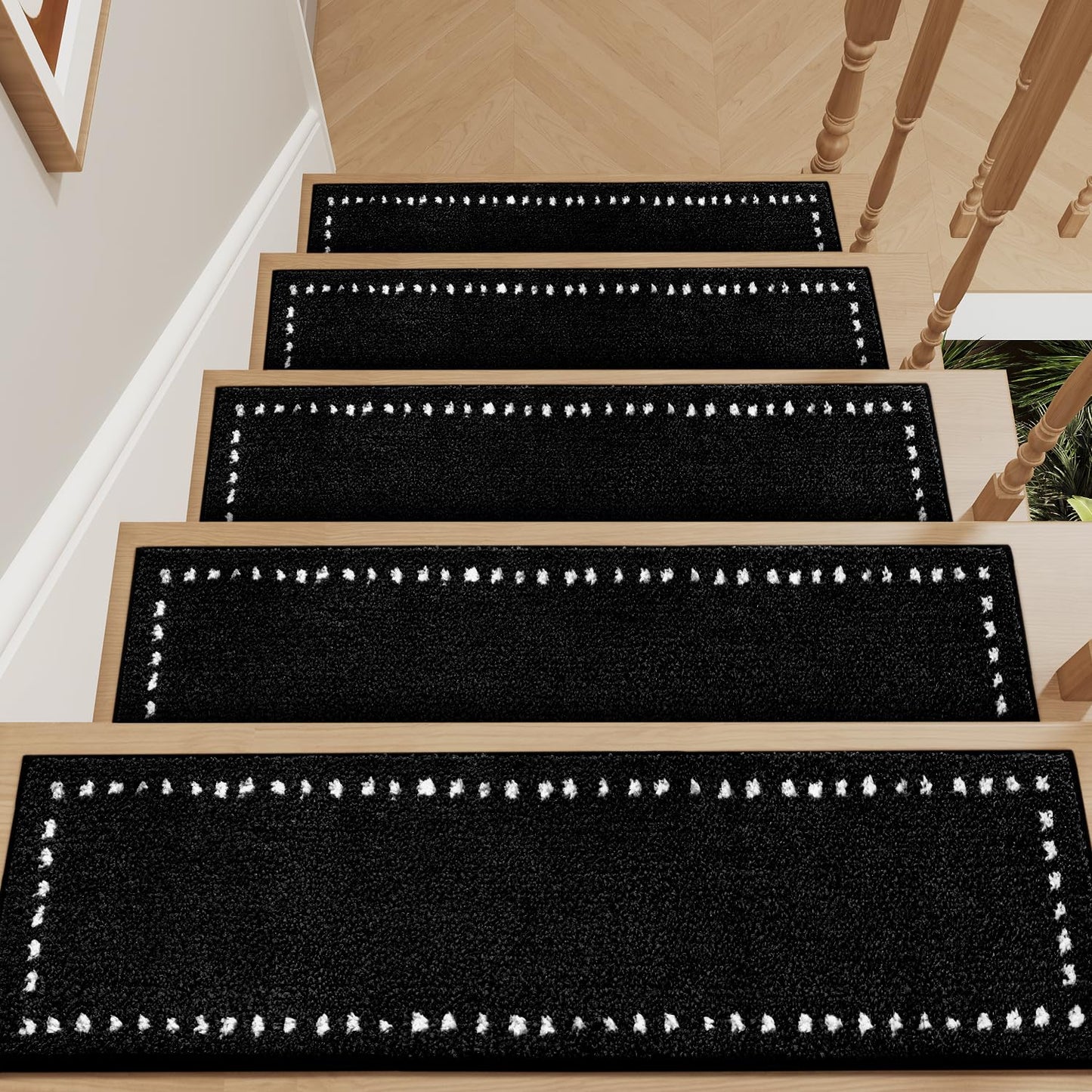 tchdio Stair Treads Landing Mat Non Slip, Soft Stair Treads for Wooden Steps Indoor, Stair Carpet Treads Reusable Adhesive for Kids Elders and Pets, Washable Stair Rugs Stair Runner 31"x31" Beige