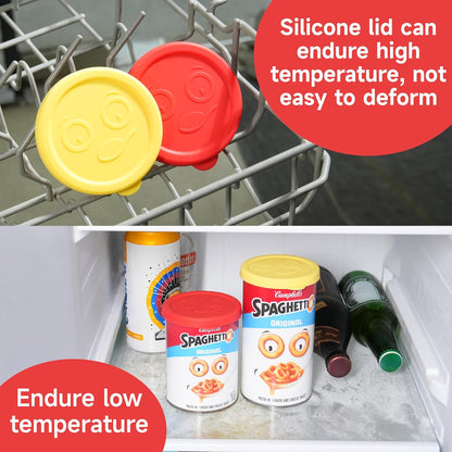 2PCs 3.0-inch Silicone Can Lids for Chef Boyardee | Van Camp's | Goya | Bush's Best | Farmer's Market Can, Can Cover for Canned Goods, Soup Can Cap, Fit Most Standard Size, Dishwasher Safe (Lids ONLY)