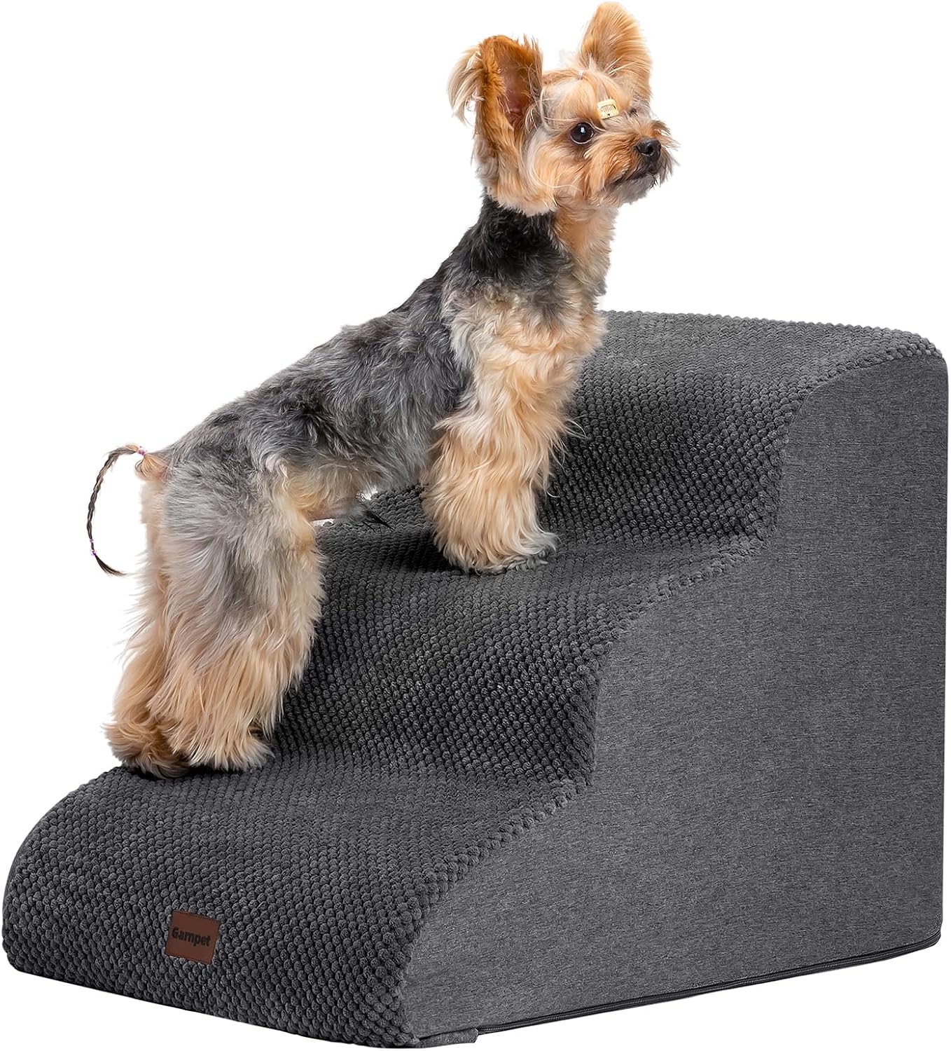 Garnpet Dog Stairs for High Beds, 4-Step Dog Steps for Small Dogs and Cats, Foldable Pet Stairs for High Bed Climbing, Non-Slip Balanced Pet Step Indoor, Dark Grey