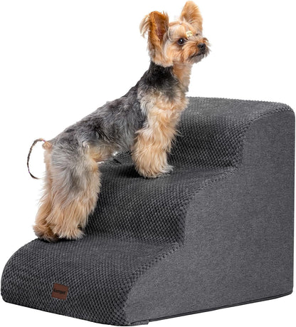 Garnpet Dog Stairs for High Beds, 4-Step Dog Steps for Small Dogs and Cats, Foldable Pet Stairs for High Bed Climbing, Non-Slip Balanced Pet Step Indoor, Dark Grey