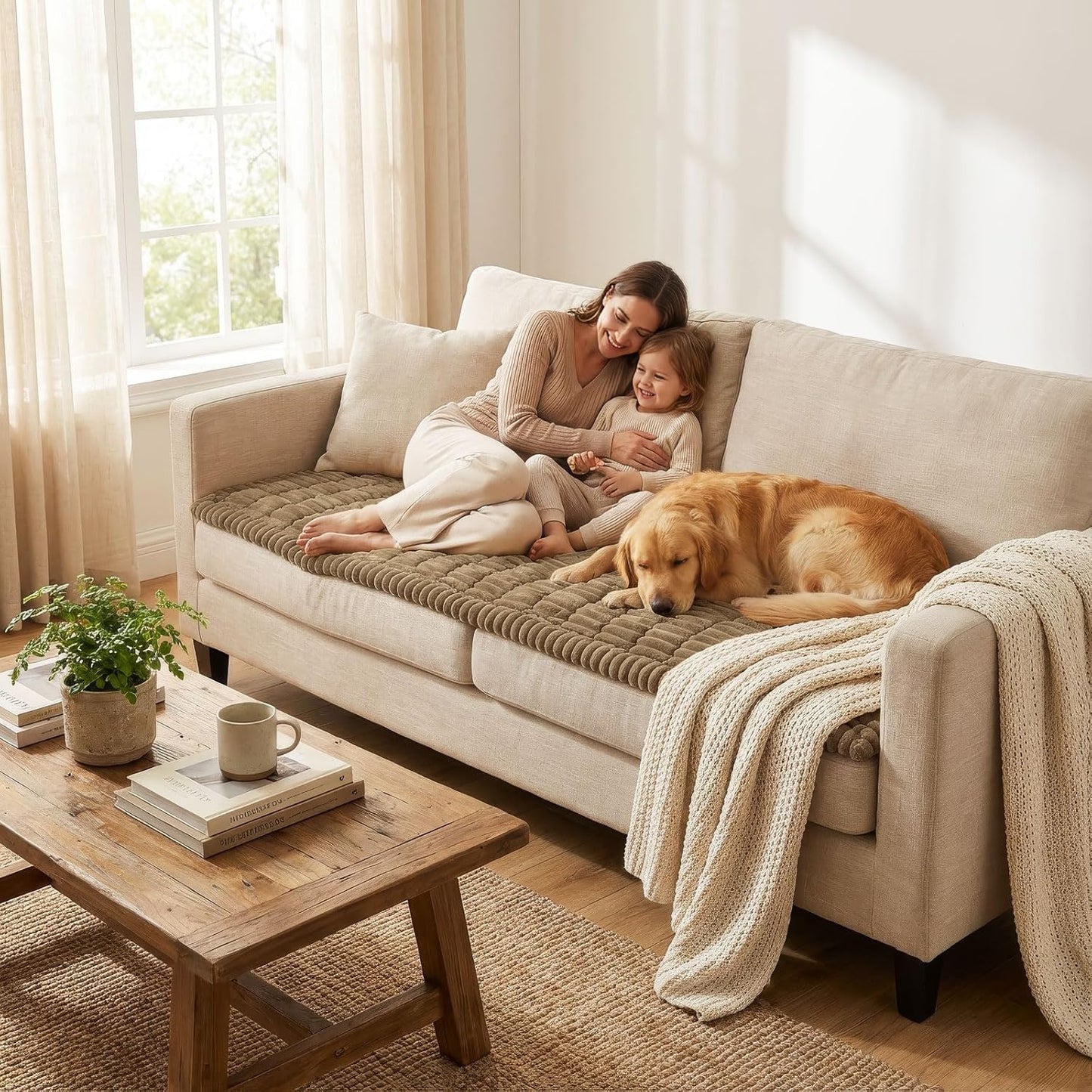 Smiry Couch Cover for Dogs, Non Slip Washable Sofa Protector for Pets, Soft Furniture Cover for Leather & Fabric Couches, Cozy Protect Against Fur, Dirt & Everyday Messes (Dark Grey, 27.6" x 59")