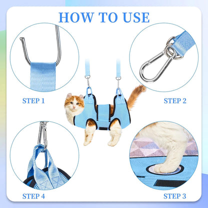 PatiencET Cat Grooming Hammock Pet Hammock Cat Nail Clipper Hammock for Nail Trimming Dog Sling for Nail Clipping Dog Hanging Harness (Black XS)