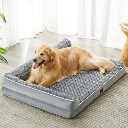 BFPETHOME Orthopedic Dog Beds for Large Dogs-Waterproof Sofa Dog Bed with Removable Washable Cover, Big Pet Bed with Waterproof Lining and Nonskid Bottom,Pet Bed for Large Dogs