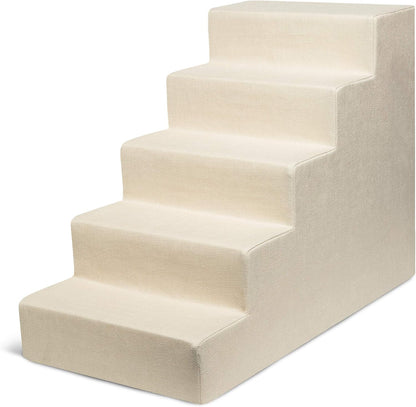 Best Pet Supplies Dog Stairs & Steps - Foam Steps for Small Dogs & Cats, Non-Slip Indoor Balanced Pet Step Support, Dog Ramp, No Assembly, Ash Gray Linen, 2-Step (12-inch Height)