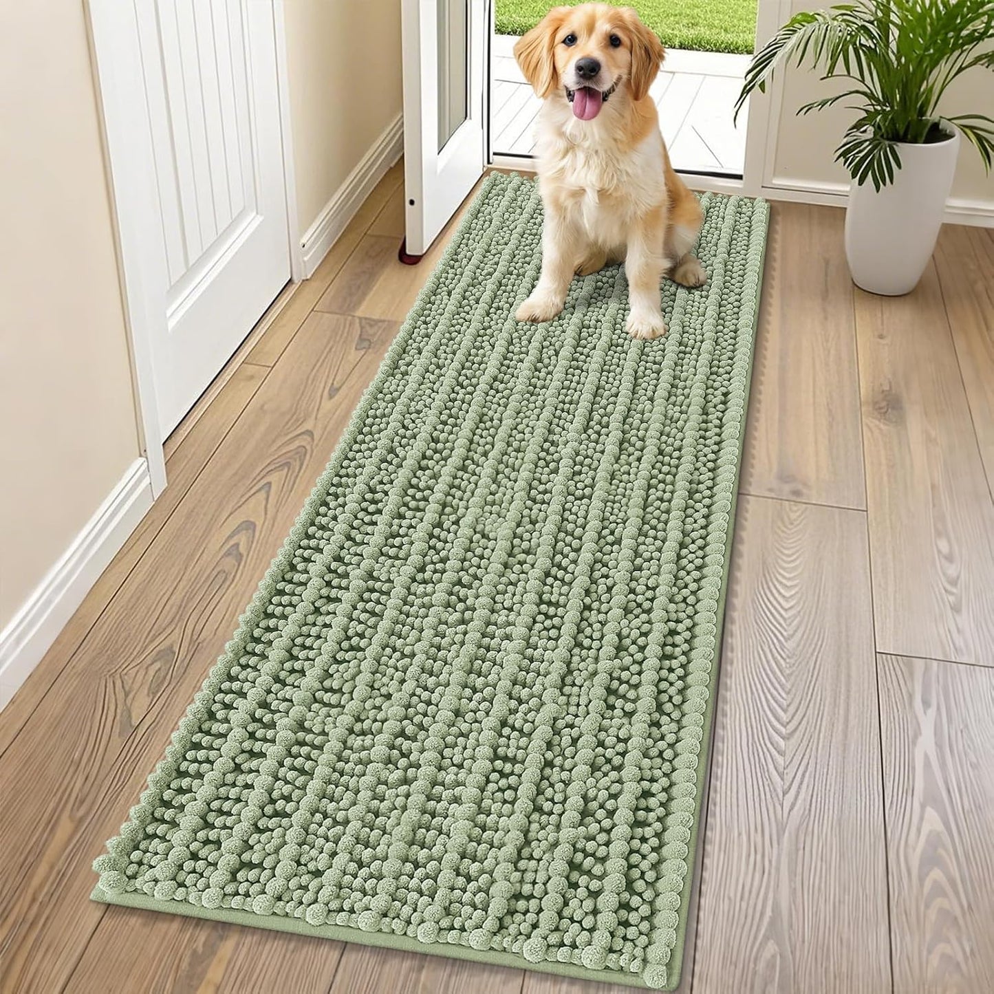 Smiry Dog Door Mat for Muddy Paws 30x20, Extra Soft Absorbent Chenille Doormat, Trap Moisture and Dirt, Non-Slip Machine Washable Front Door Mat for Indoor Entrance Inside Floor, Grey