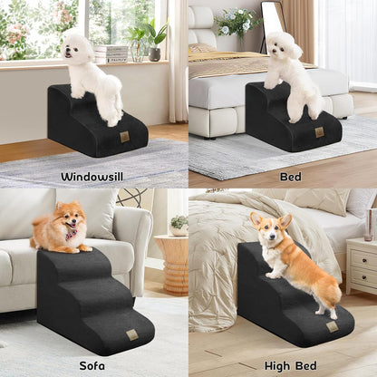 Mestuel 2-Tiers Extended Dog Stairs Steps for Couch Sofa, Dog Stairs for Small Dogs, Pet Stairs Ramp Ladder Friendly to Small Old Joint Injury Dogs Cats,Non-Slip & Washable,Blue