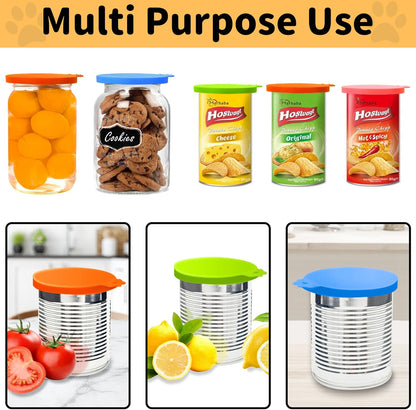 Lydia’s Deal Pet Food Can Covers 2-Pack, Thick Silicone Universal Can Lids for Dog & Cat Food, Fits 3oz/5.5oz/12oz, Airtight Seal, Durable & Dishwasher Safe, Easy Grip with Spoon (Blue & Orange)