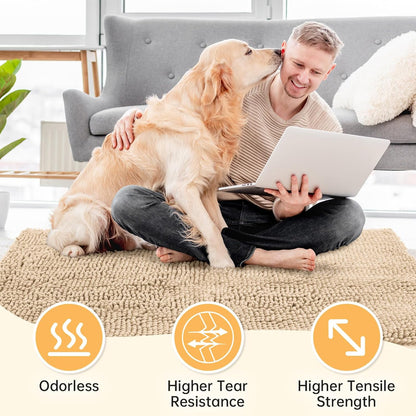 Absorbent Dog Door Mat for Muddy Paws, 60" x 24" Chenille Indoor Mats for Entryway, Trap Dirt Front Door Mat Indoor Entrance Washable Non Slip Soft