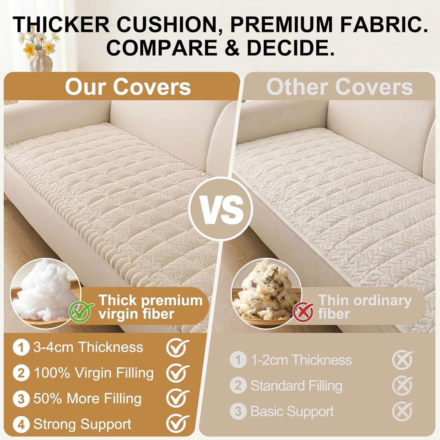 Smiry Non Slip Couch Covers for Dogs, Fuzzy Pet Couch Covers for 2-3 Cushion Sofa Pet Friendly, Soft Sofa Slipcovers Cushion Furniture Protector Washable (Beige, 27.6" x 59")