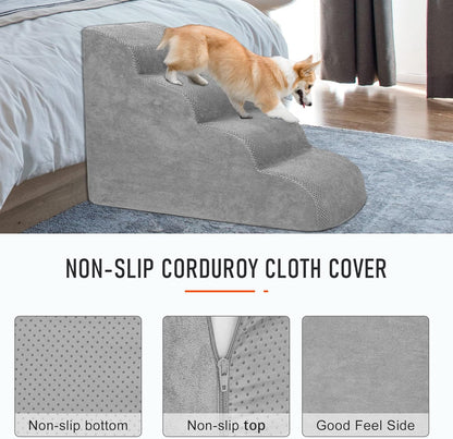 Dog Stairs for Small Dogs, 3 Tiers High Density Foam Dog Ramp, Extra Wide Non-Slip Pet Steps for High Beds Or Couch, Soft Foam Doggie Ladder for Dogs Injured, Older Pets, Small Cats