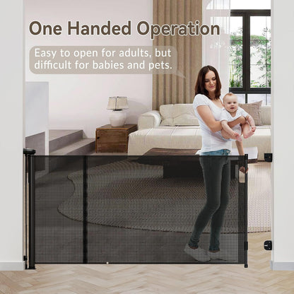 Uamector 138-Inch Extra Wide Retractable Baby Gate & Dog Gate, Reinforced Mesh Safety Gate Adjustable for Large Openings - Stairs, Doorways, Hallways - Indoor/Outdoor Use