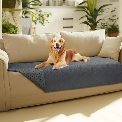 Luciphia 100% Waterproof Couch Cover Blanket for Dogs Anti-Slip Pet Couch Protector Sofa Mat Puppy Cat with Non-Slip Bottom, Grey, 30x70 Inch