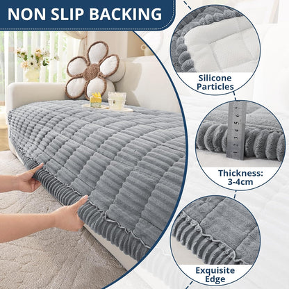 OstepDecor Couch Cover for Dogs, Washable Non Slip Sofa Cover for Pets, Soft Couch Covers for Sofa, Loveseat and Sectional, Furniture Protector Against Pet Hair & Scratches (27.6" x 27.6", Khaki)