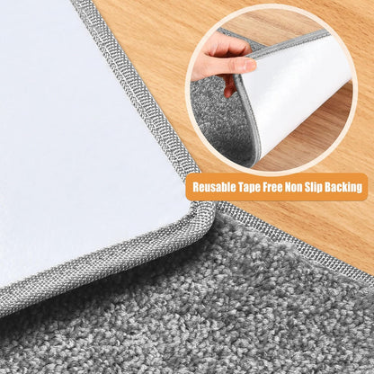 PURE ERA Bullnose Carpet Stair Treads Set Tape Free Non-Slip Indoor Stair Protectors Pet Friendly Rugs Covers Soft Skid Resistant Washable Reusable 9.5" x 30"(14 Pieces,Cream Gray)