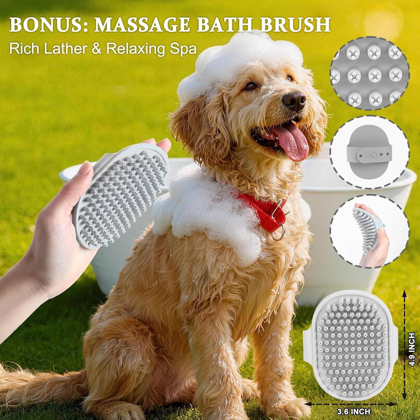 WPQAEM Dog Slicker Brush Set for Detangling & Shedding, Deep Grooming Kit for Thick, Curly & Double Coats (Goldendoodle, German Shepherd), Includes Metal Comb, Cleaning Tool & Bath Brush