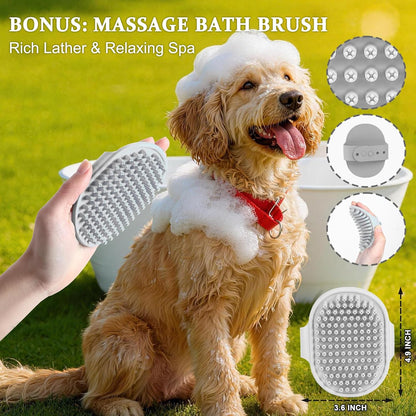 WPQAEM Dog Slicker Brush Set for Detangling & Shedding, Deep Grooming Kit for Thick, Curly & Double Coats (Goldendoodle, German Shepherd), Includes Metal Comb, Cleaning Tool & Bath Brush