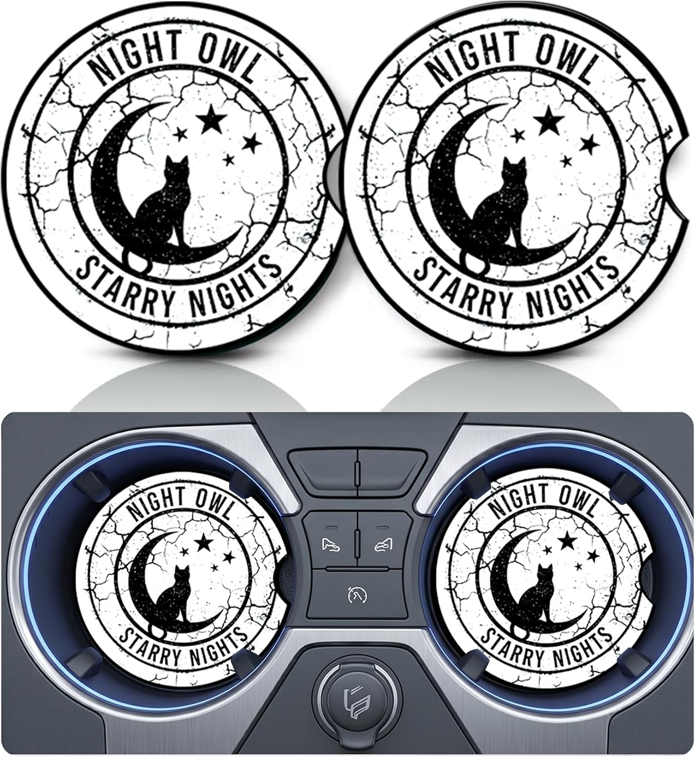 2PCS Dog Paw Print Car Cup Holder Coasters, Cars Coasters for Cup Holders, Anti Slip Rubber Mat with Finger Slot, Dogs Car Accessories Interior Decor, Dog Lover Gifts for Women, Men