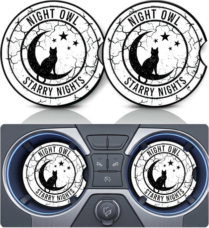 2PCS Dog Paw Print Car Cup Holder Coasters, Cars Coasters for Cup Holders, Anti Slip Rubber Mat with Finger Slot, Dogs Car Accessories Interior Decor, Dog Lover Gifts for Women, Men