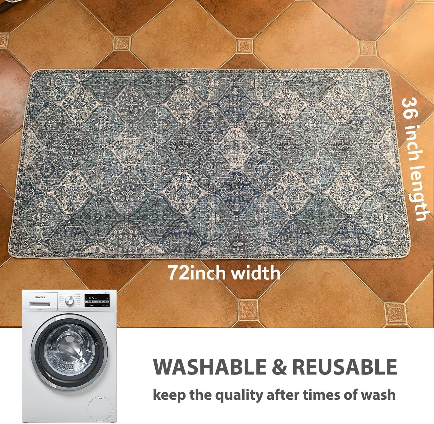 nunubaby Washable Pee Pads for Dogs, Stylish, Non-Slip and Leak-Proof Pee Pads. Reusable Potty Pads for Dogs for Crates and Floors.(Beige/Multi, 24" x48" )