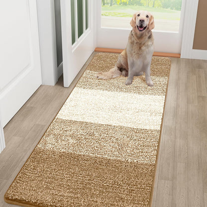 Smiry Dog Door Mat for Muddy Paws, Absorbs Moisture and Dirt, Low-Profile Entryway Mat with Non-Slip Backing, Entry Indoor Outdoor Doormat for Inside Floor (30x20 Inches, Grey, Striped)