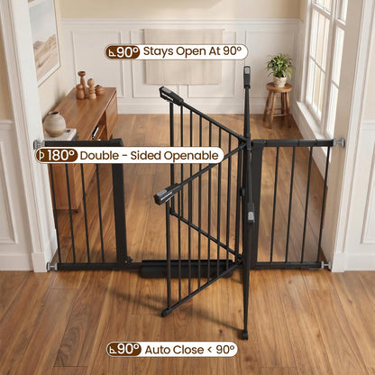 Mumeasy 36" High Extra Tall Dog Gate, 29.6"-40.5" Wide Pressure Mounted Tall Baby Gate for Dog, Auto Close Pet Gate with Door for Stairs,Doorways,House,Black