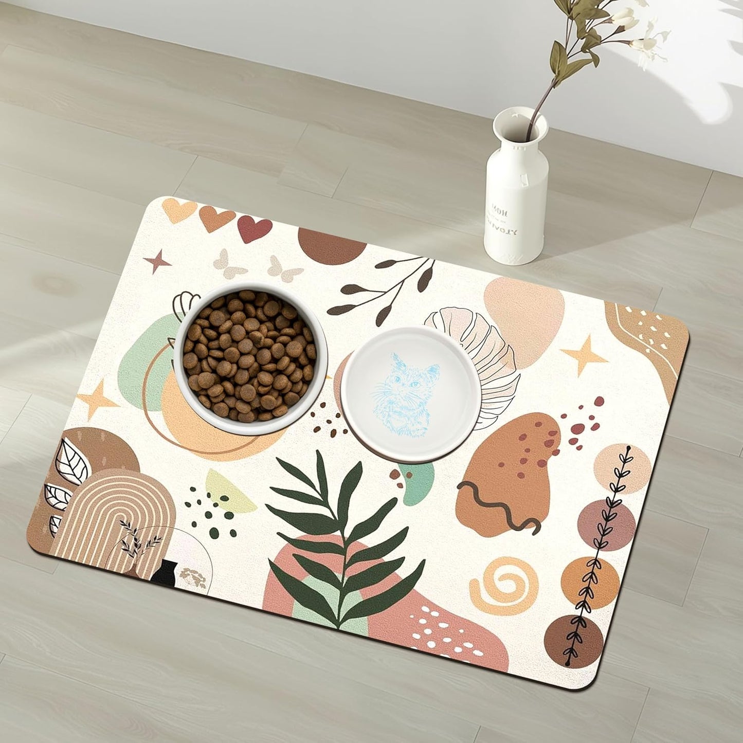 Pet Feeding Mat for Floors Waterproof Dog Mat for Food and Water Absorbent Quick Dry Non Slip mat for Cat Bowls