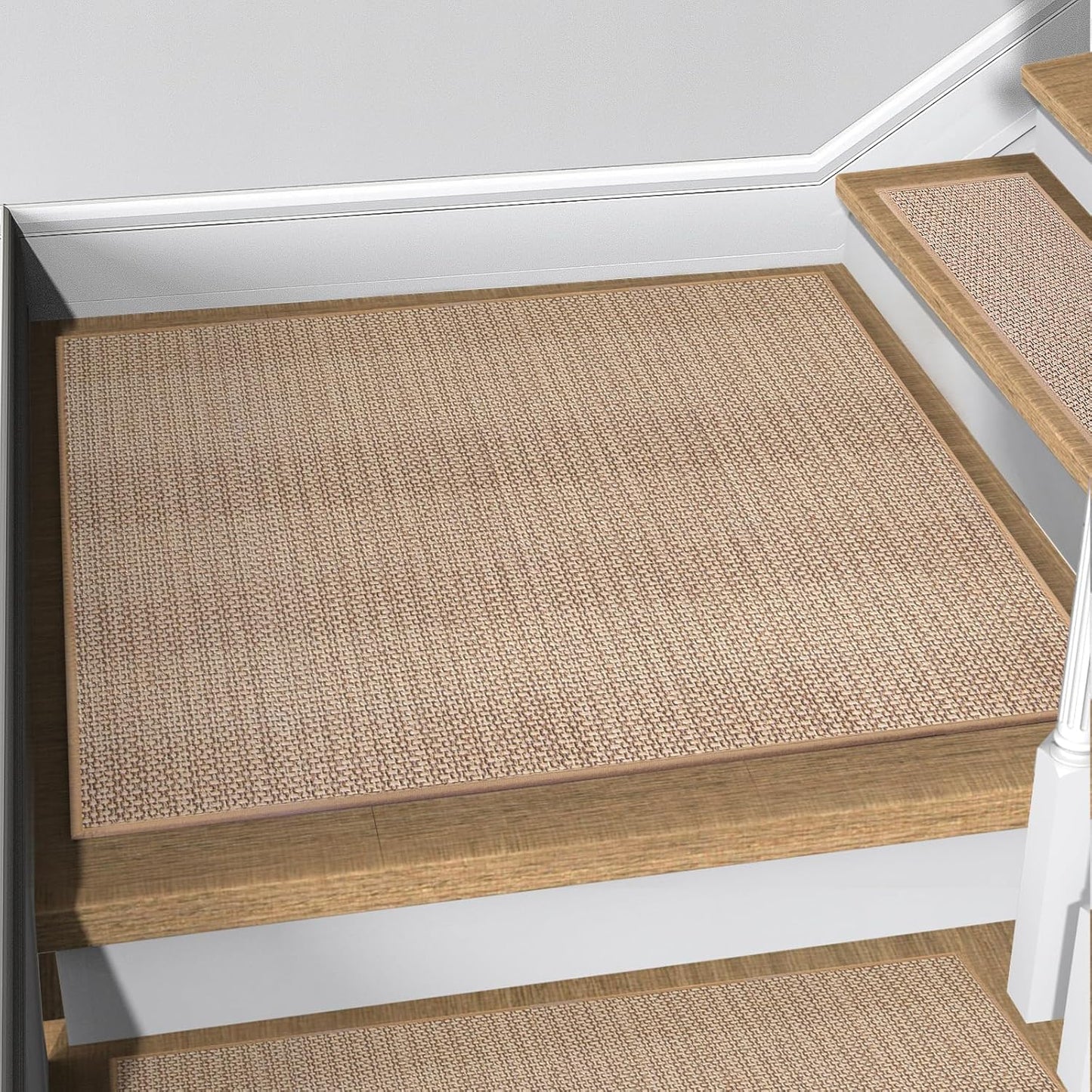 FlowaFoli Stair Treads for Wooden Steps Indoor,8" X 30" (15 in Pack) Stair Treads Non Slip, Machine Washable for Kids Elders and Pets,Beige