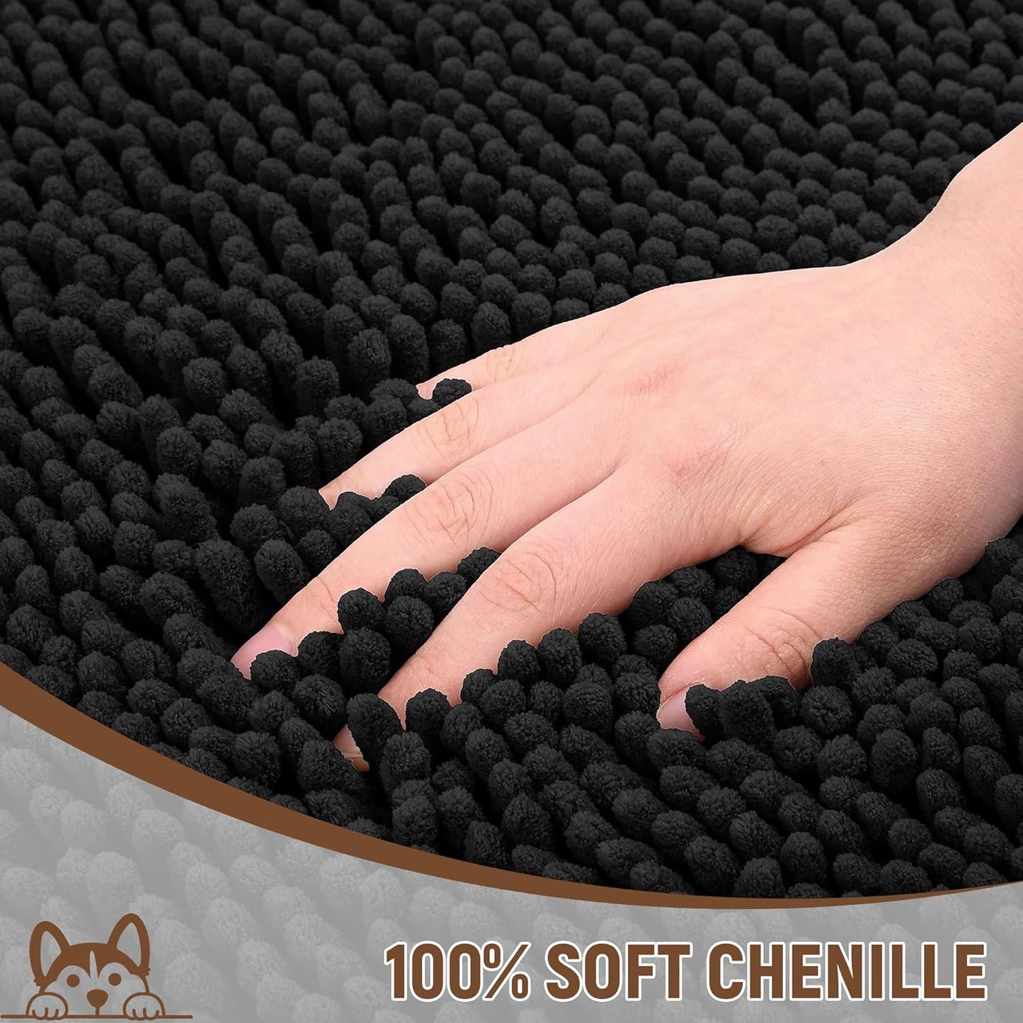 Absorbent Dog Door Mat for Muddy Paws, 60" x 24" Chenille Indoor Mats for Entryway, Trap Dirt Front Door Mat Indoor Entrance Washable Non Slip Soft