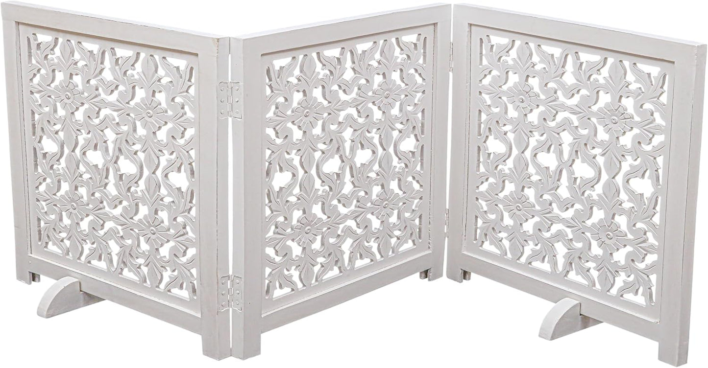 Freestanding Pet Gate for Dogs, Foldable Wooden Dog Gate for House, Indoor Dog Gate for Stair, Doorway, House Design Gates for Dogs Indoor, 72 Inch Wide, (18" x4 Panels 72 inch), Burnt Finish