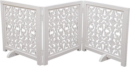Freestanding Pet Gate for Dogs, Foldable Wooden Dog Gate for House, Indoor Dog Gate for Stair, Doorway, House Design Gates for Dogs Indoor, 72 Inch Wide, (18" x4 Panels 72 inch), Burnt Finish