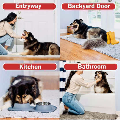 DogBuddy Dog Door Mat for Muddy Paws, Absorbent Microfiber Pet Rug, Waterproof Non-Slip Doormat, Washable Rugs for Dogs, Entryway Indoor Outdoor Mat, Dog Supplies (Medium, Shadow)